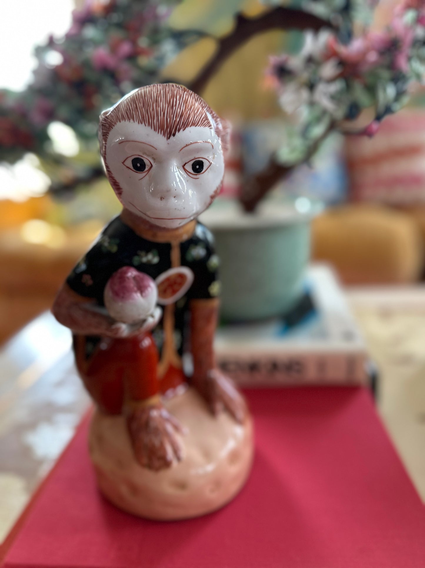 Large Chinoiserie Monkey with Pomegranate