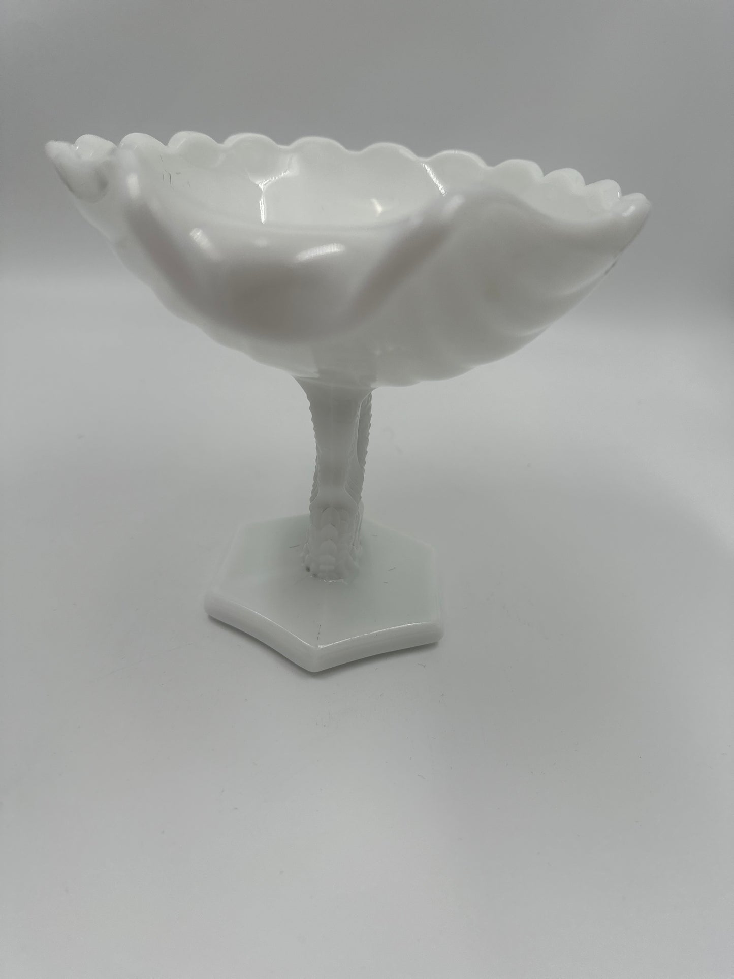 Vintage Milkglass Dolphin Koi Compote Bowl