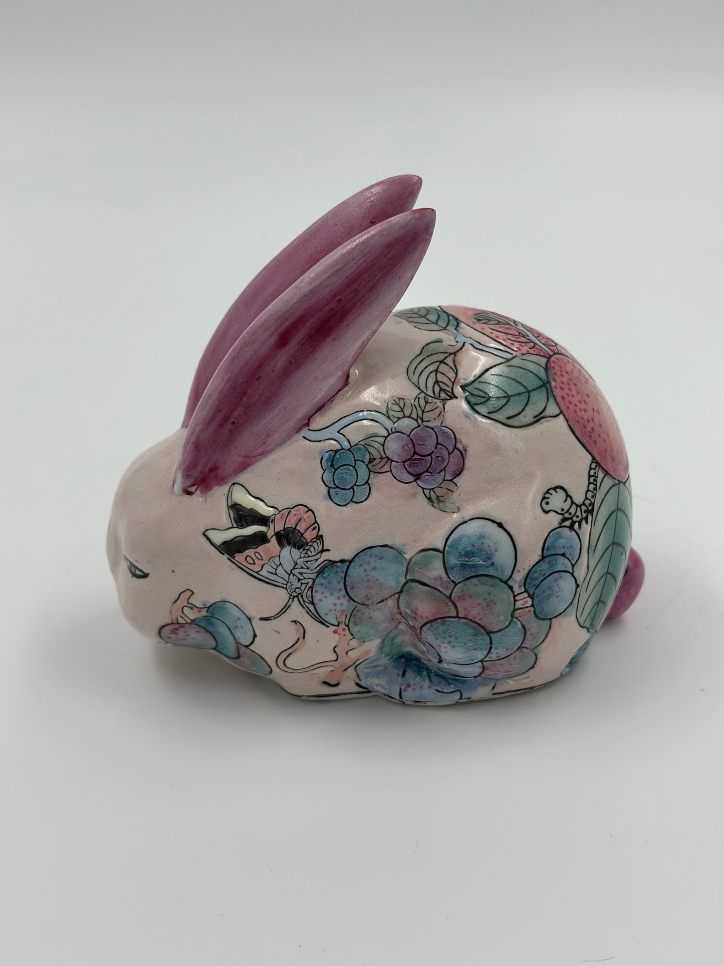 Floral Chinoiserie Baby Bunny with Plum Motif