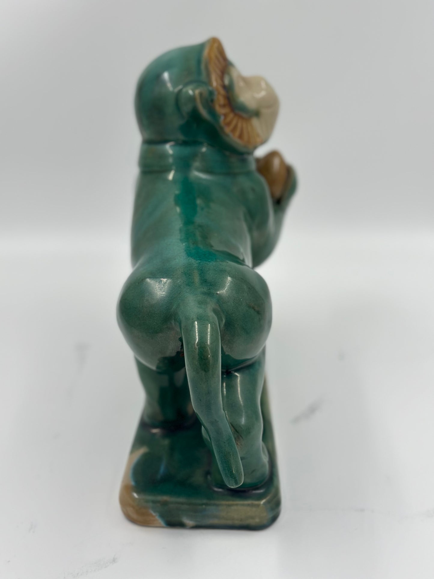 Vintage Midcentury Pair of Majolica Green Monkeys