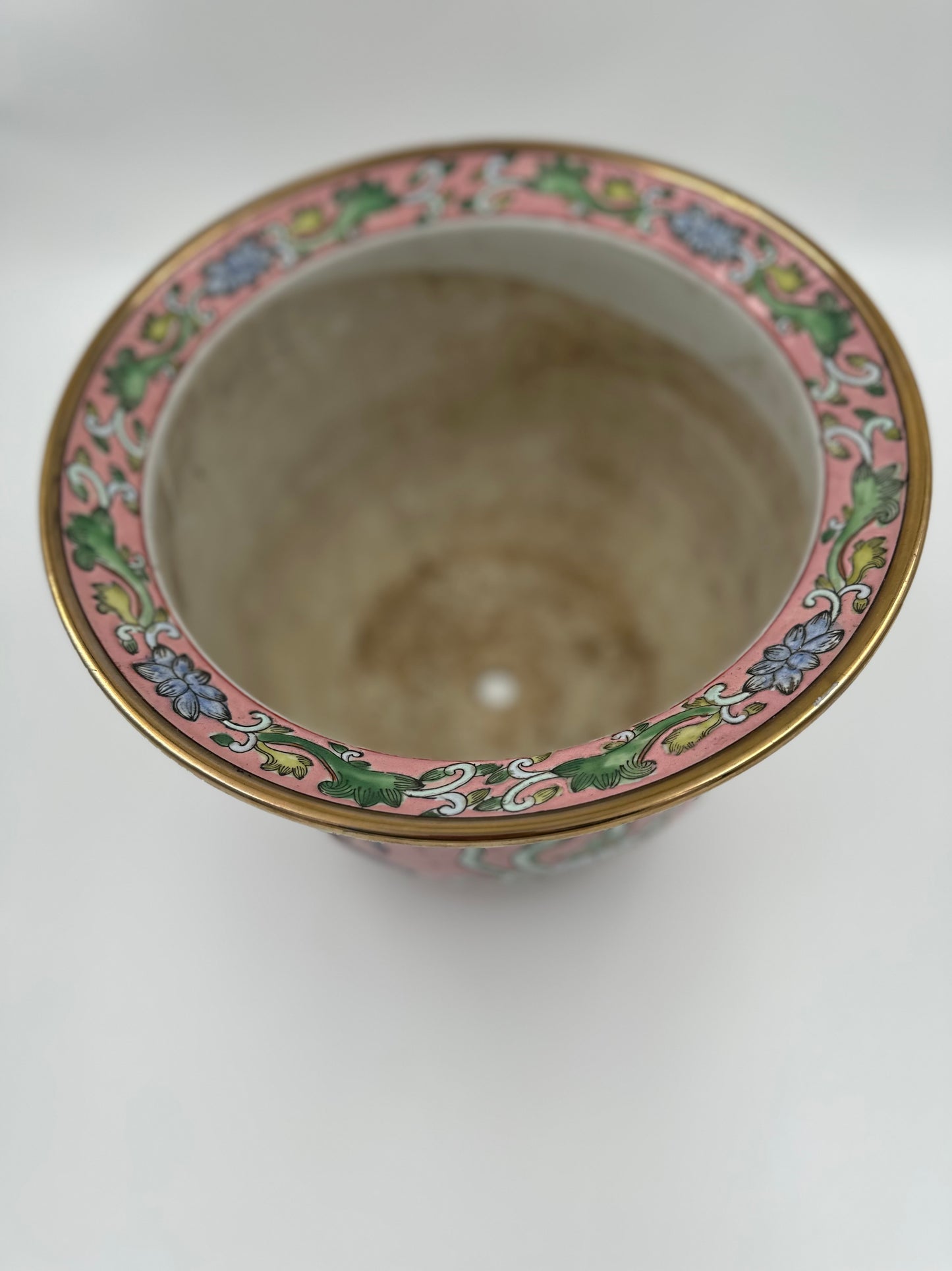 Rare: Vintage Pink Cachet Pot with Asian Motif