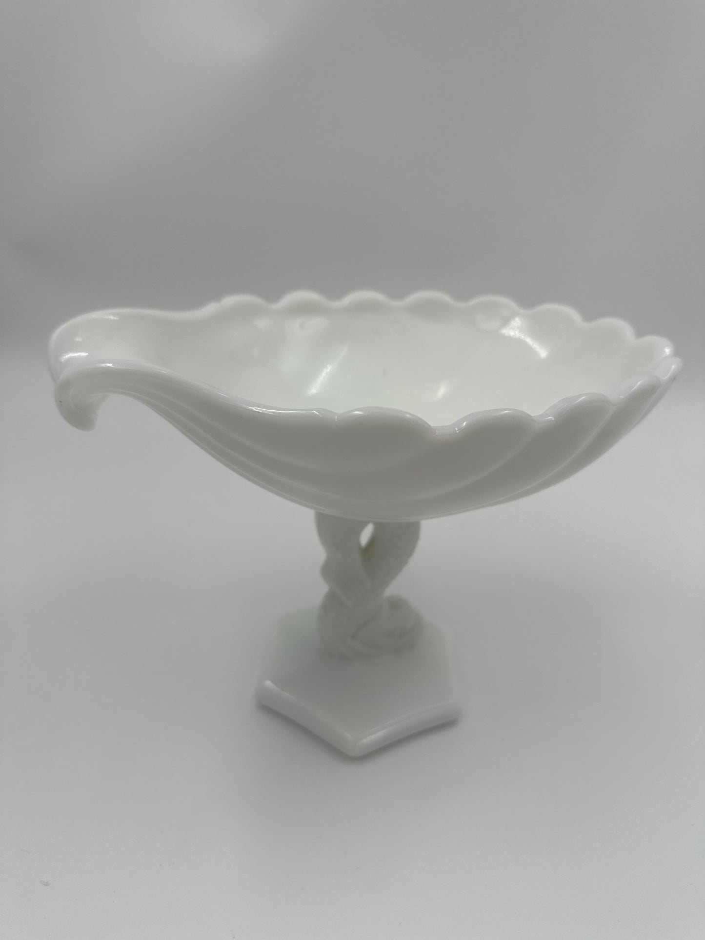 Vintage Milkglass Dolphin Koi Compote Bowl