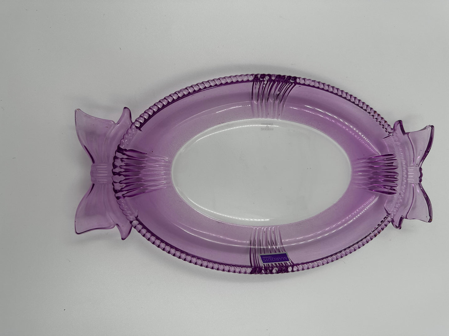 Rare: Waterford Crystal Purple Oval Bow Platter