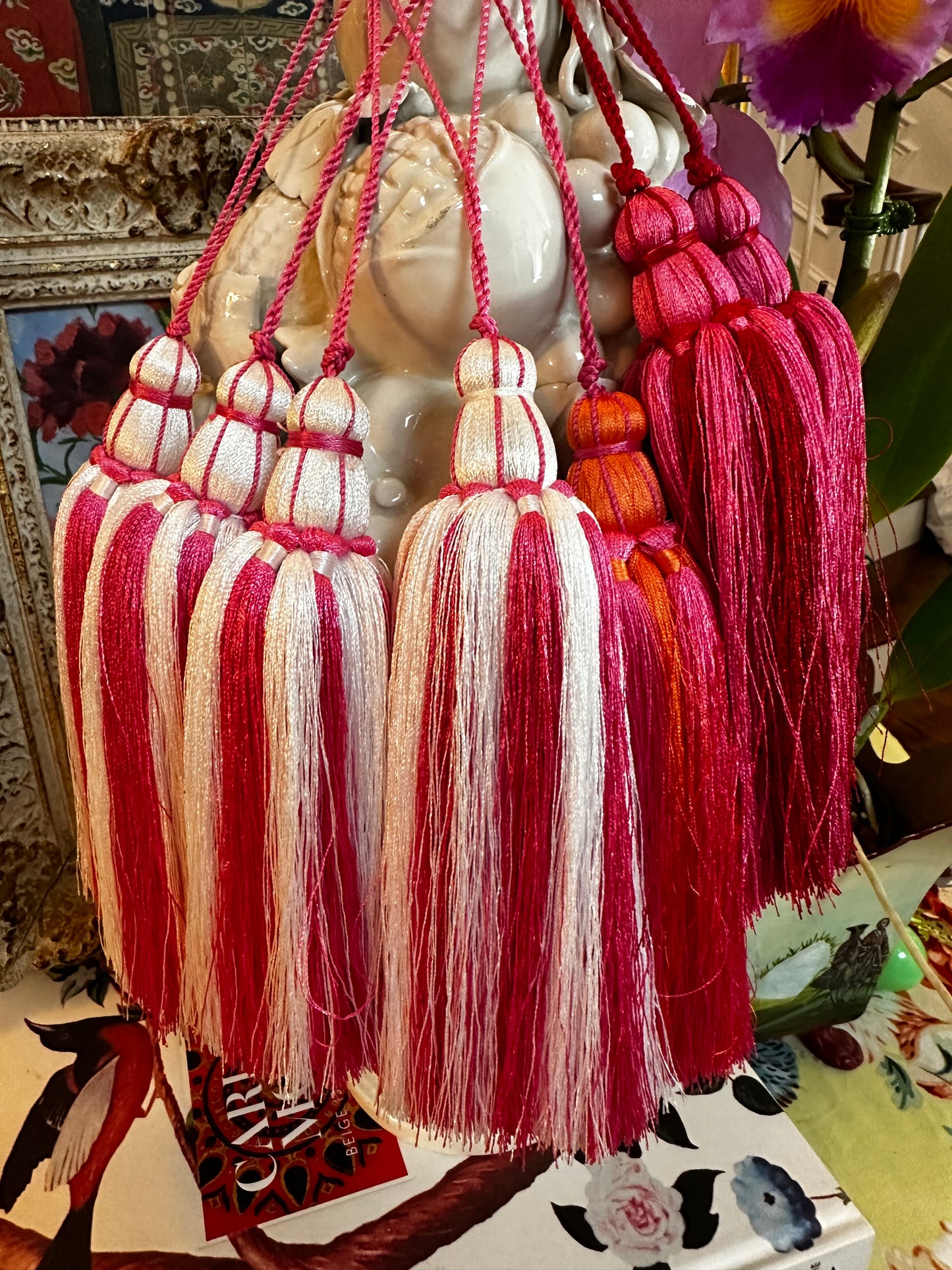 Decorative Tassel- Pink & White 14"