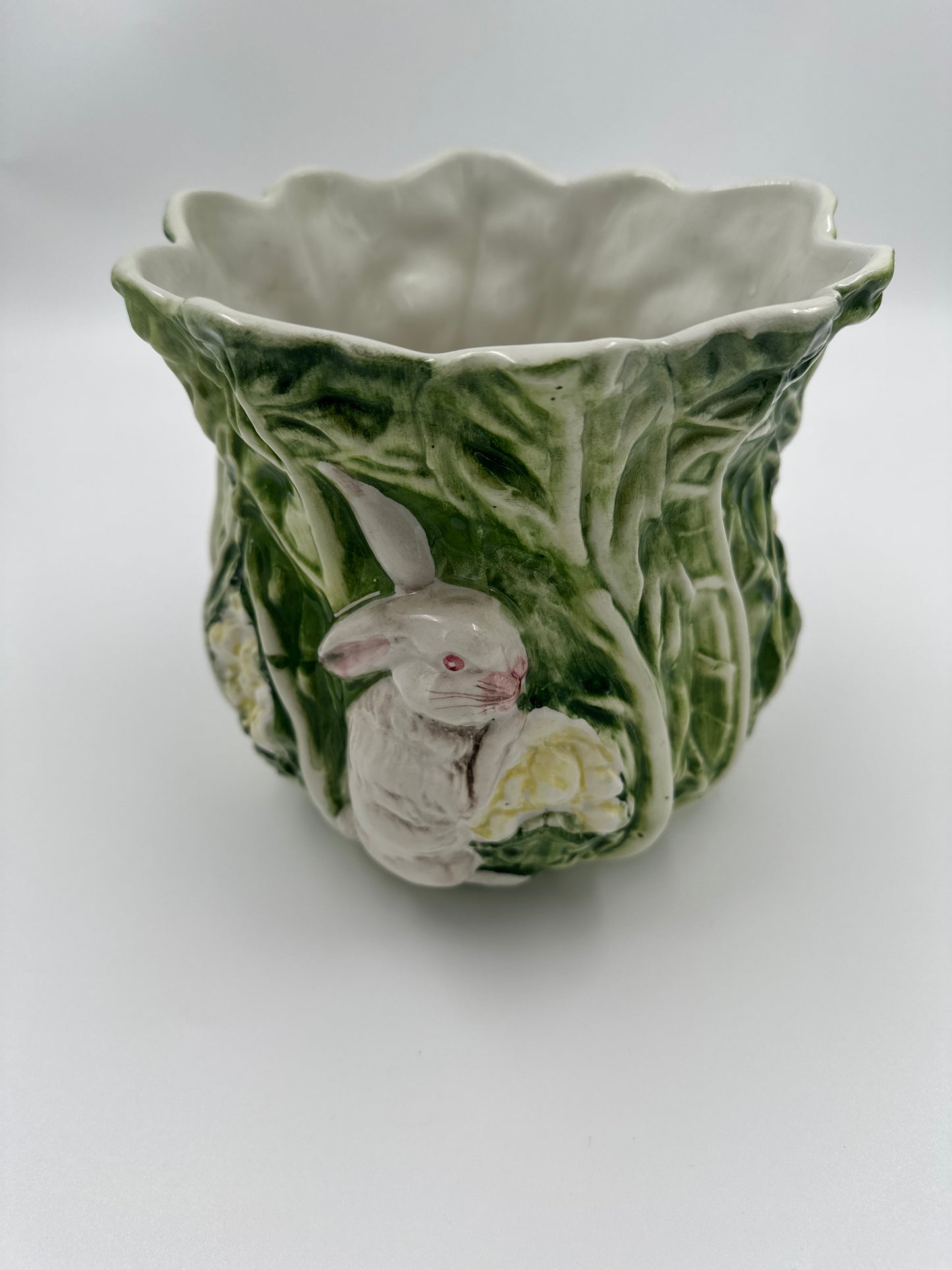 Glazed Italian Cabbageware Bunny Pot