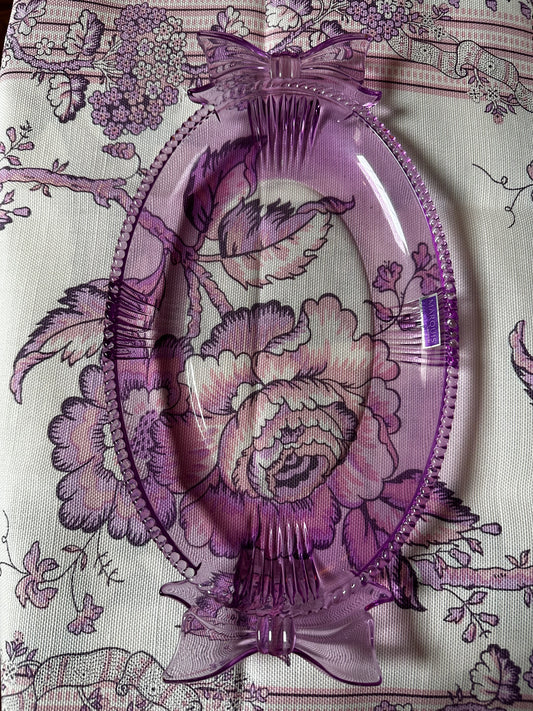 Rare: Waterford Crystal Purple Oval Bow Platter