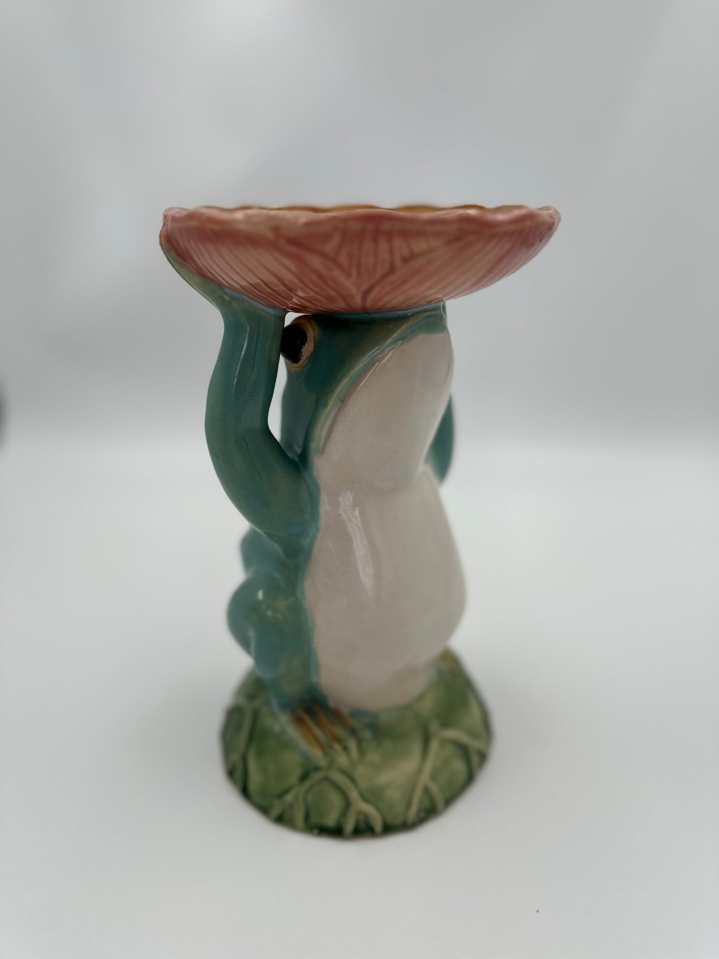 Large 10" Vintage Ceramic Frog Pedestal