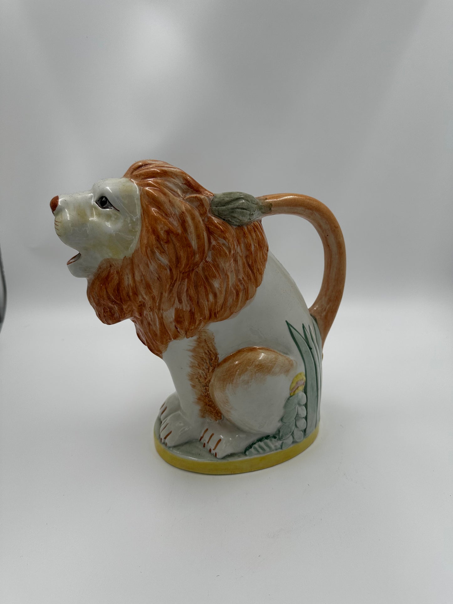 Italian Ceramic Lion PItcher by ceramicist Andrea West.