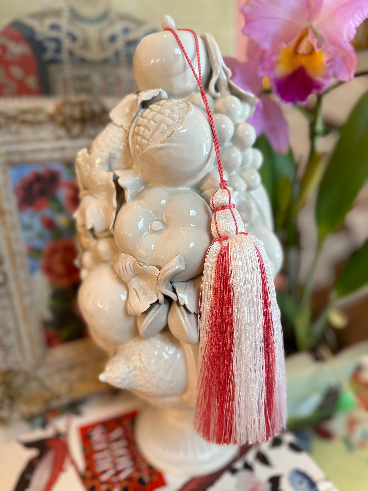 Decorative Tassel- Pink & White 14"