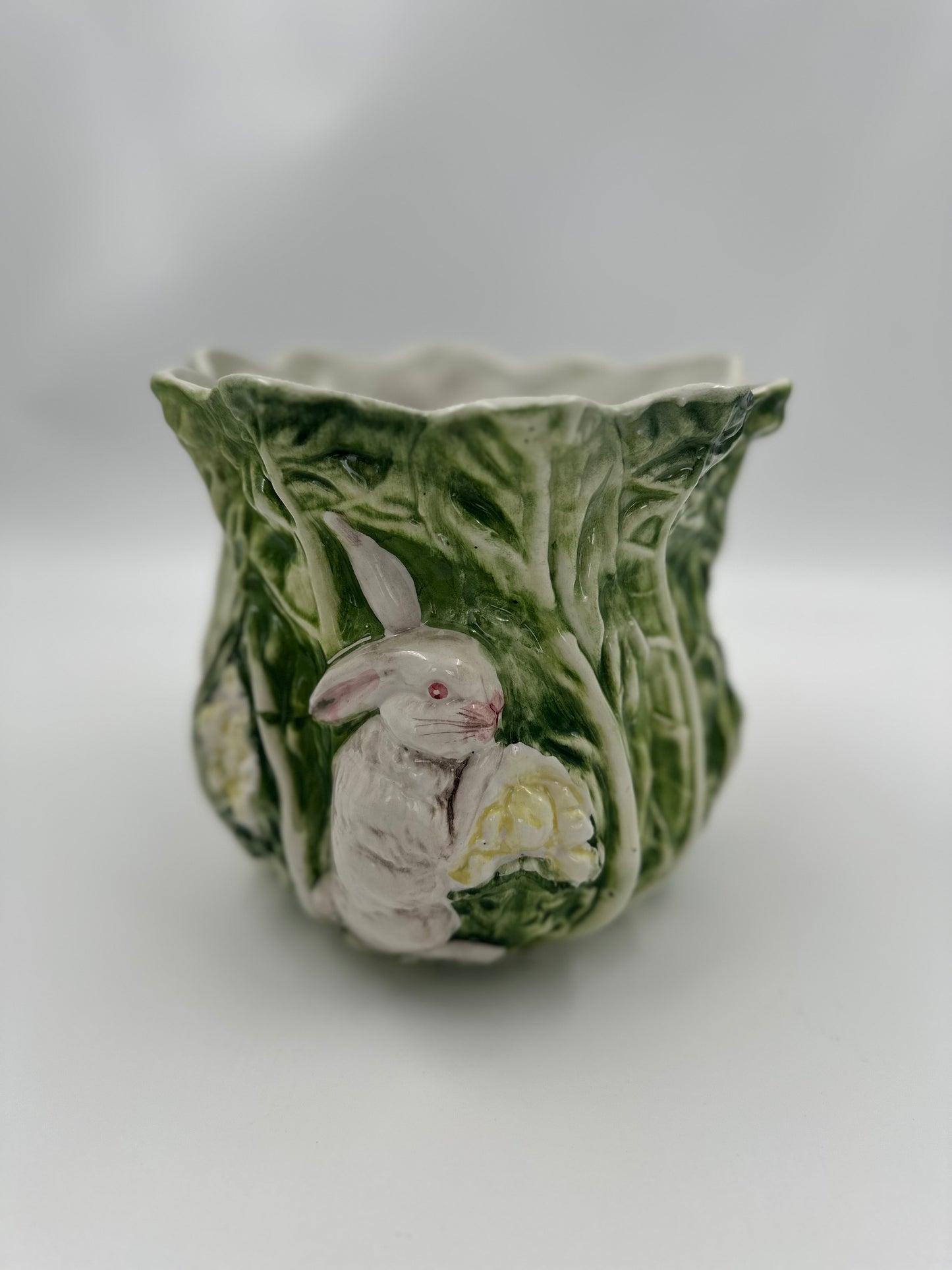 Glazed Italian Cabbageware Bunny Pot