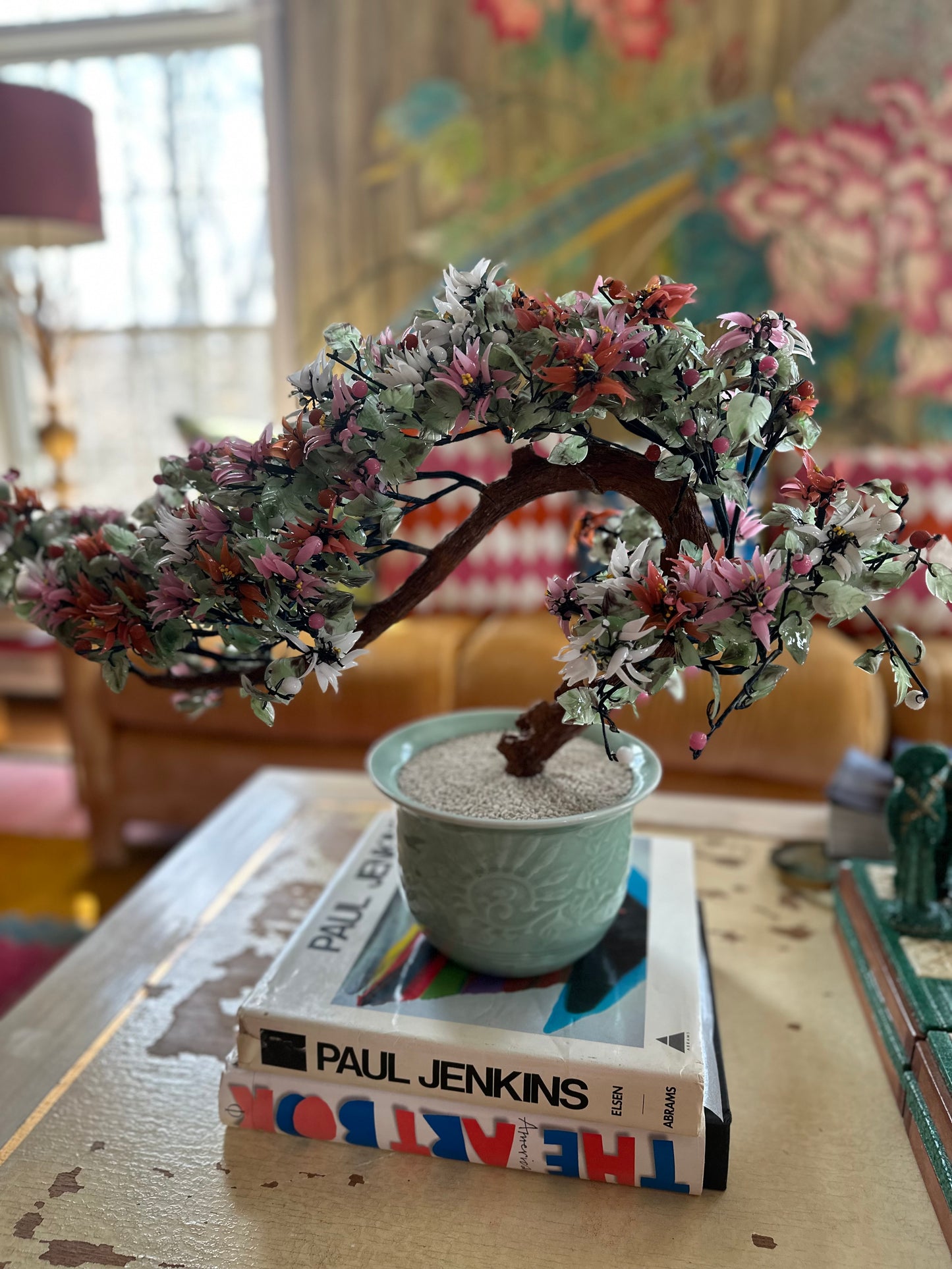 Large Vintage Jade Agate Bonsai Tree