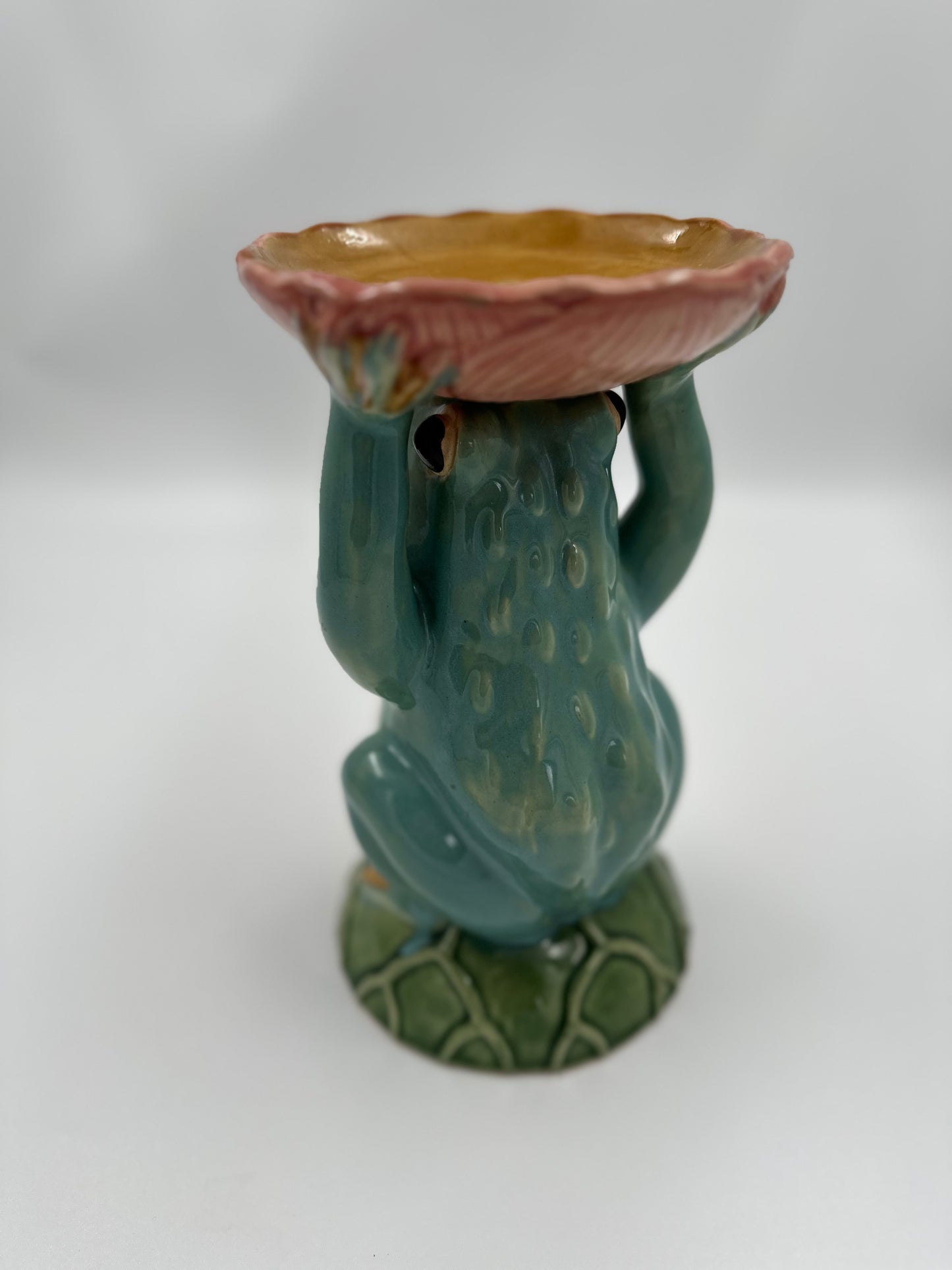 Large 10" Vintage Ceramic Frog Pedestal