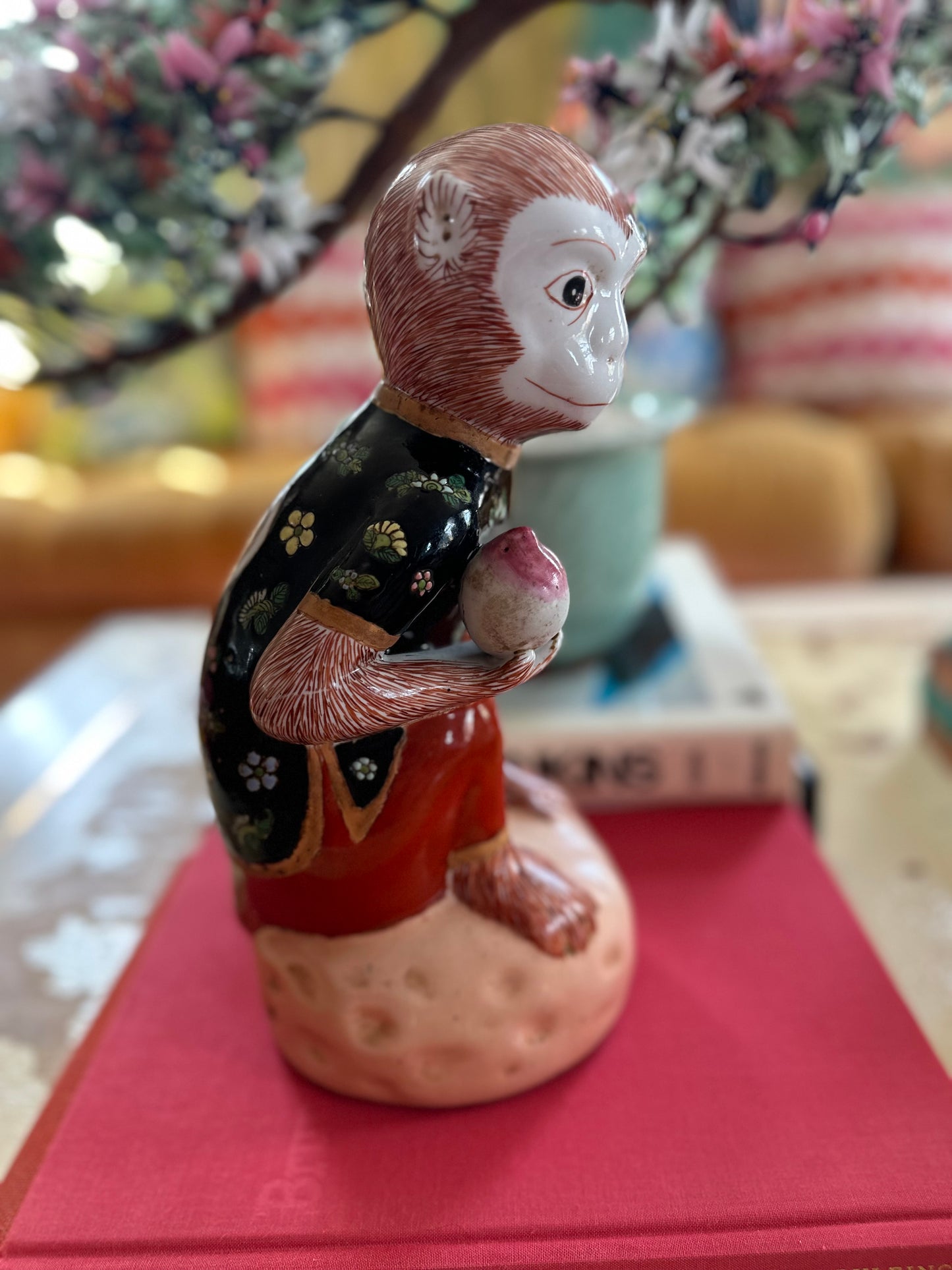 Large Chinoiserie Monkey with Pomegranate