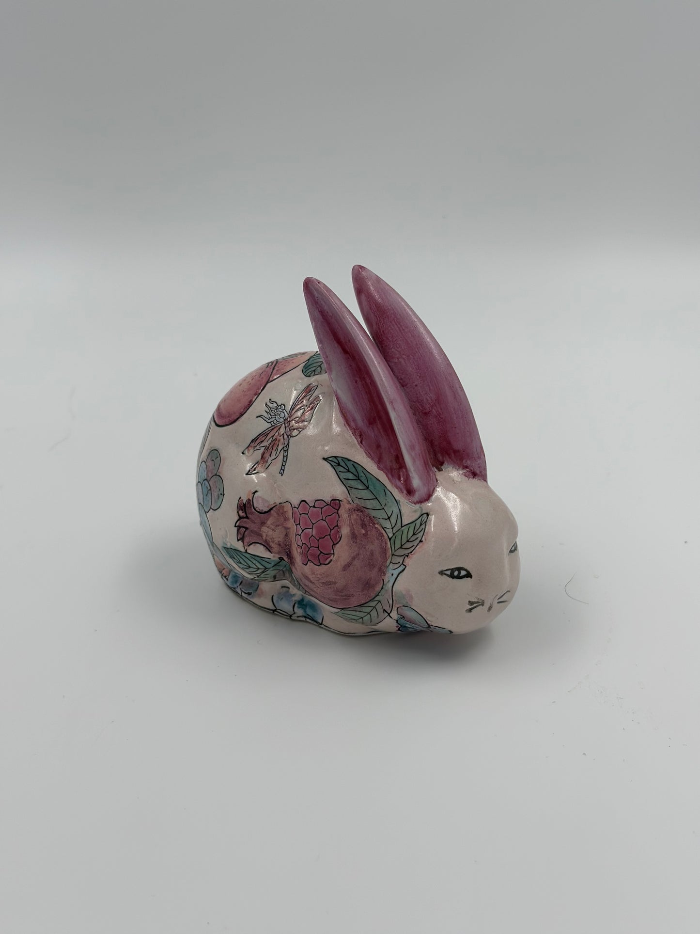 Floral Chinoiserie Baby Bunny with Plum Motif