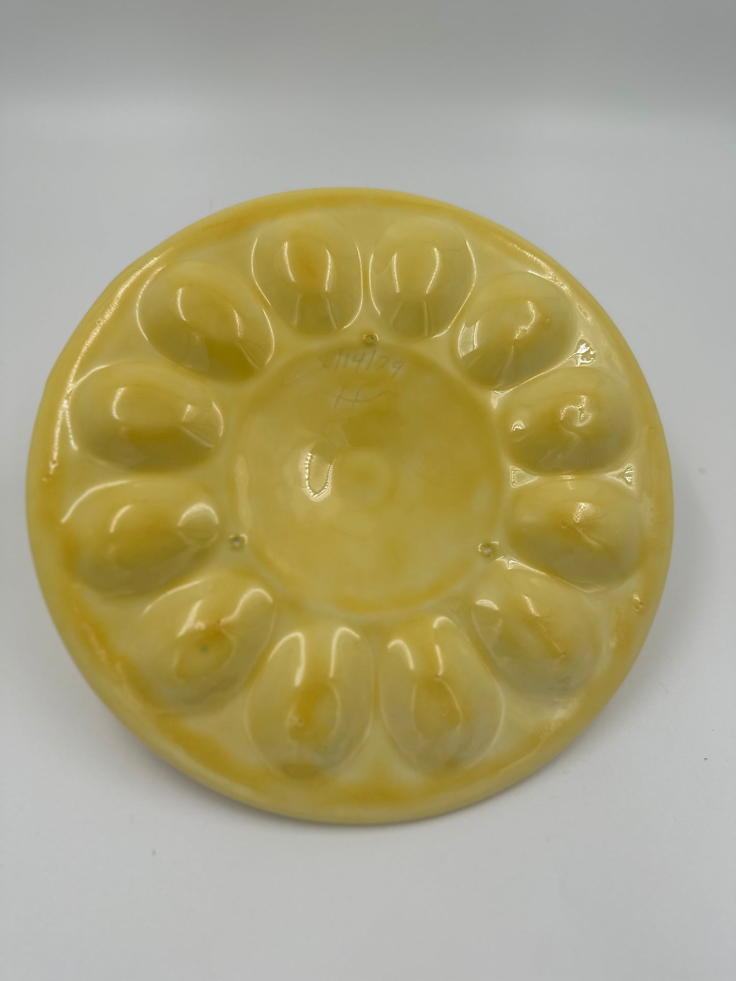 Vintage Yellow Glazed Deviled Egg Holder with Chic