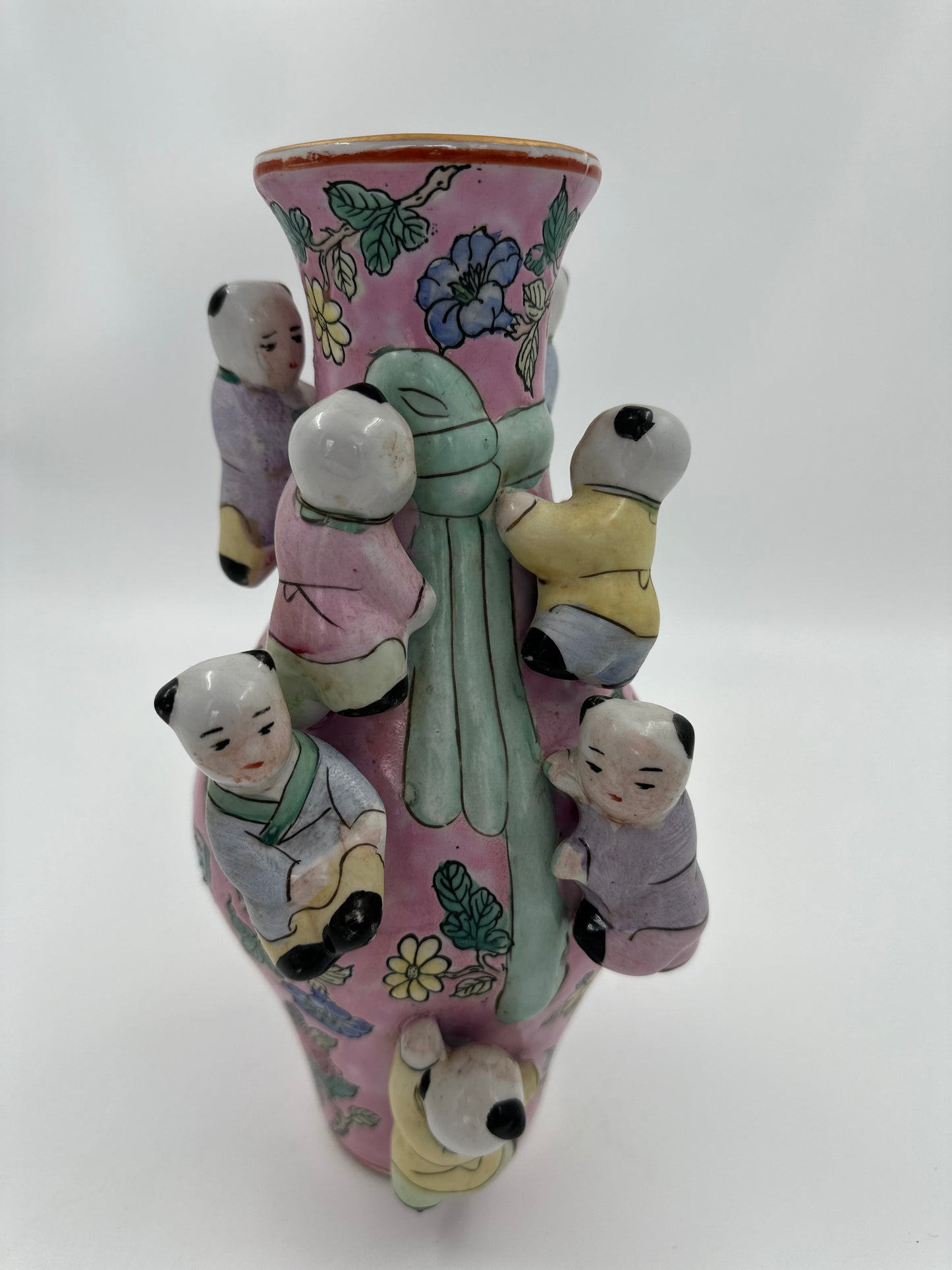 Rare: Mid Century Chinese Export Pink Porcelain Fertility Vase