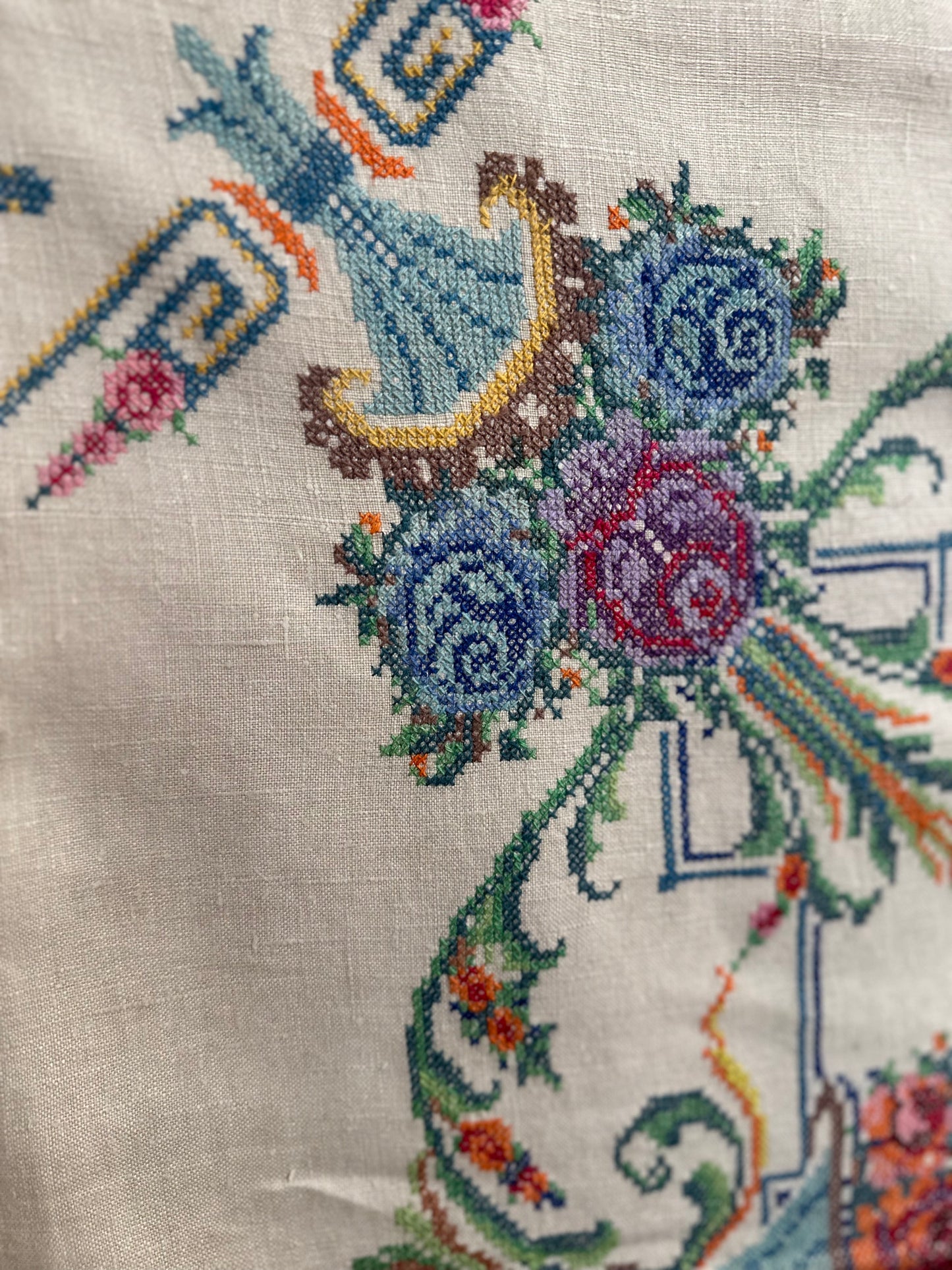 Vintage Embroidered Tablecloth