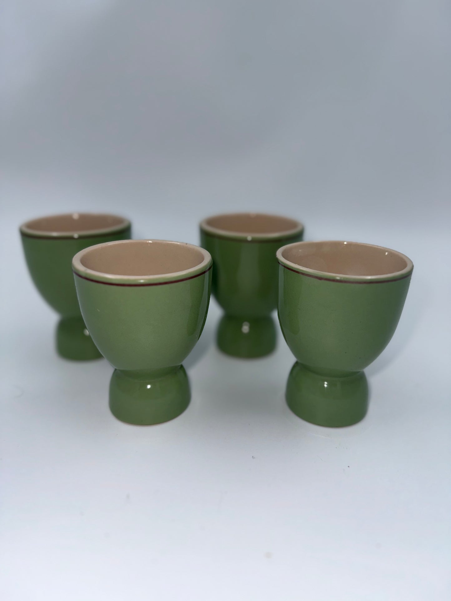 Set of Four (4) Spring Tablescape Green Egg Cups