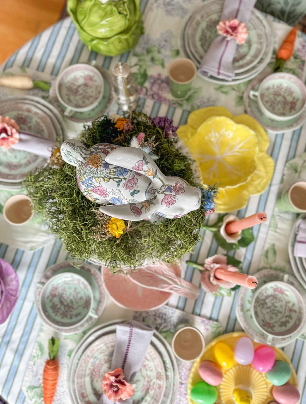 Set of Four (4) Spring Tablescape Green Egg Cups