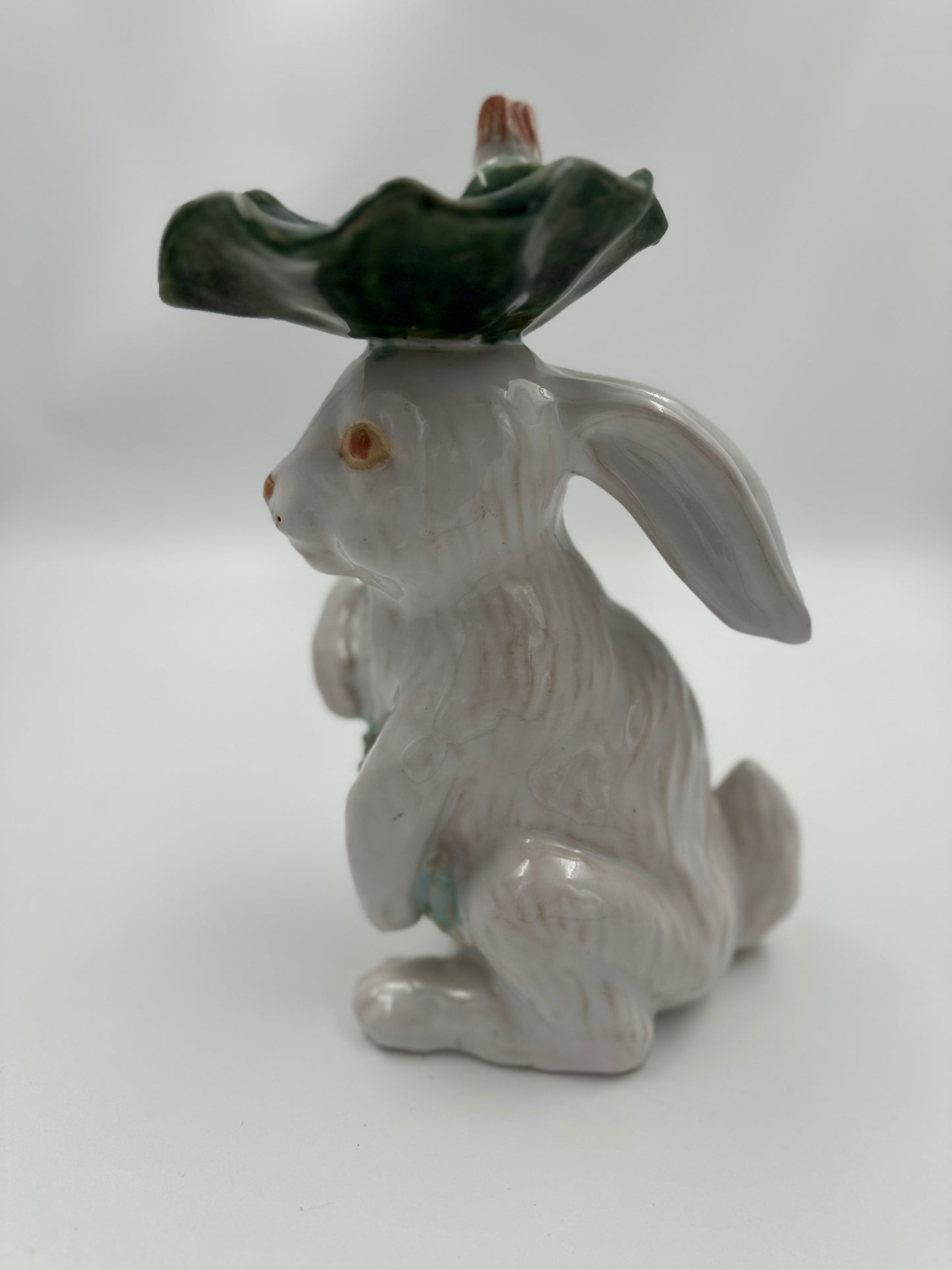 Glazed Bunny Vase with Water Lily Umbrella