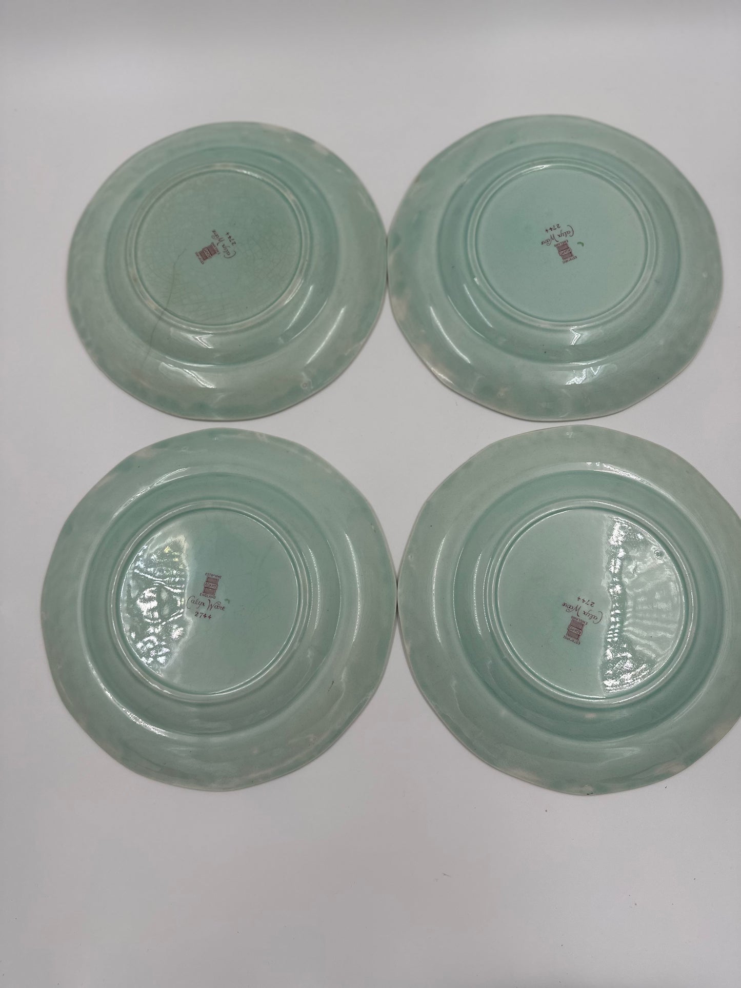 Set of four (4) Vintage Adams England Calyx Ware Singapore Bird 10" Dinner Plates