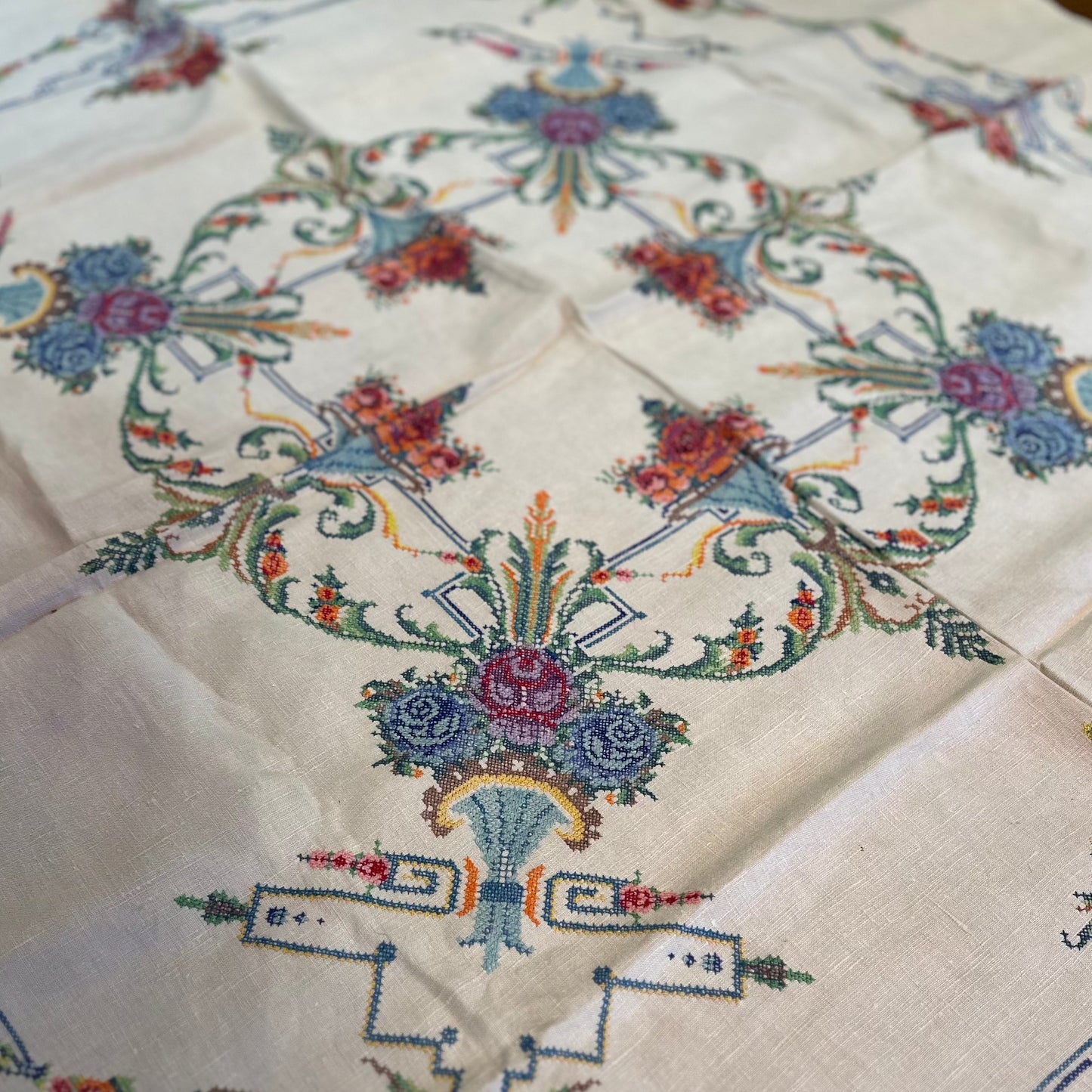 Vintage Embroidered Tablecloth