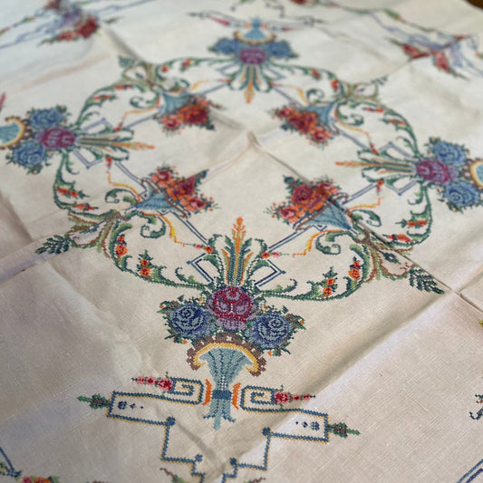 Vintage Embroidered Tablecloth