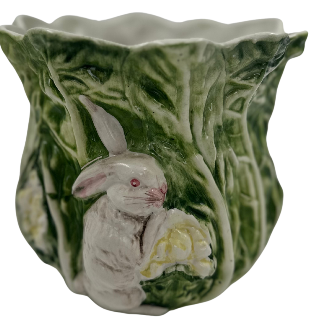 Glazed Italian Cabbageware Bunny Pot