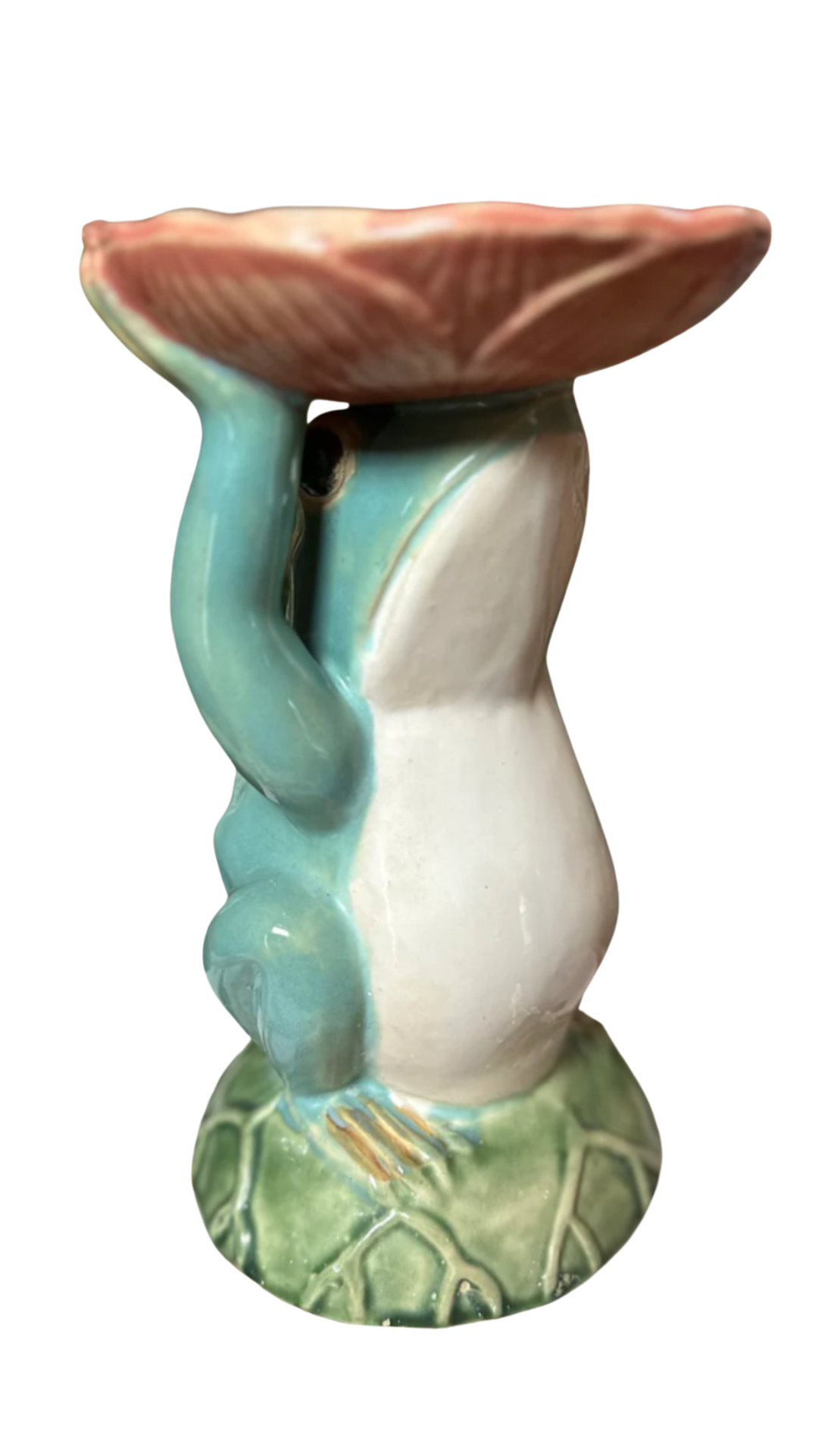 Large 10" Vintage Ceramic Frog Pedestal