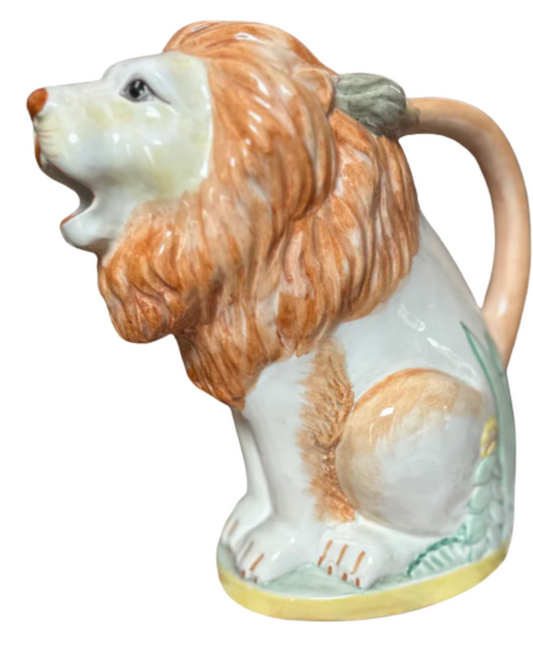 Italian Ceramic Lion PItcher by ceramicist Andrea West.