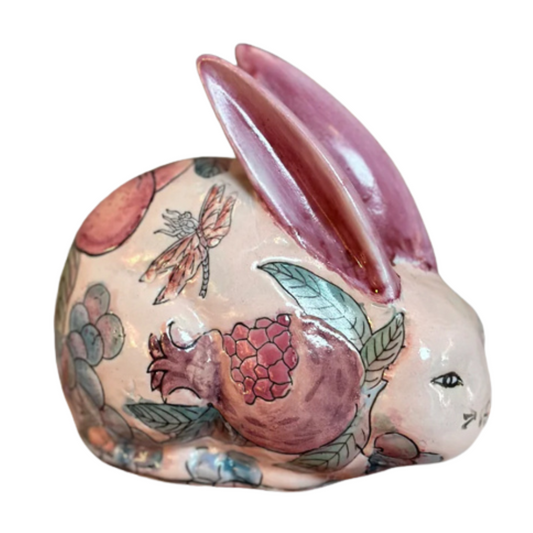 Floral Chinoiserie Baby Bunny with Plum Motif